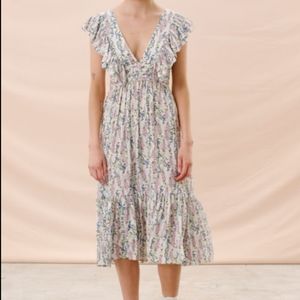 BYTIMO Floral Delicate Midi Wrap Dress sz XS